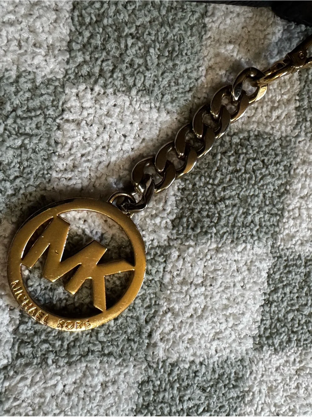 Michael Kors Black Pebbled Leather Shoulder Bag with Gold-Tone MK Charm